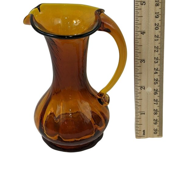 MID CENTURY Amber Glass Hand Blown Cruet art glass C39 - Picture 6 of 7